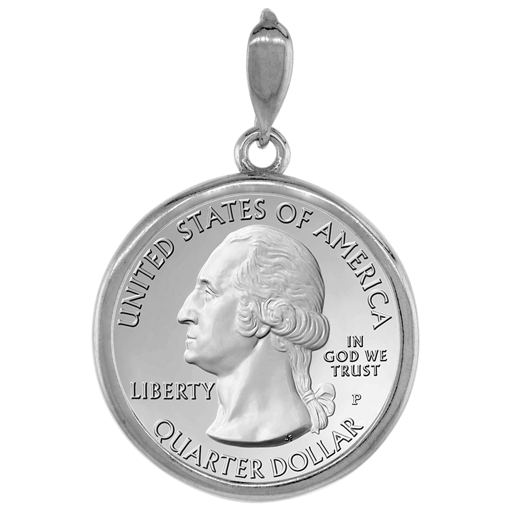 STERLING SILVER QUARTER DOLLAR BEZEL 24 MM COINS PRONG BACK ROUND EDGE 25 CENT COIN NOT INCLUDED