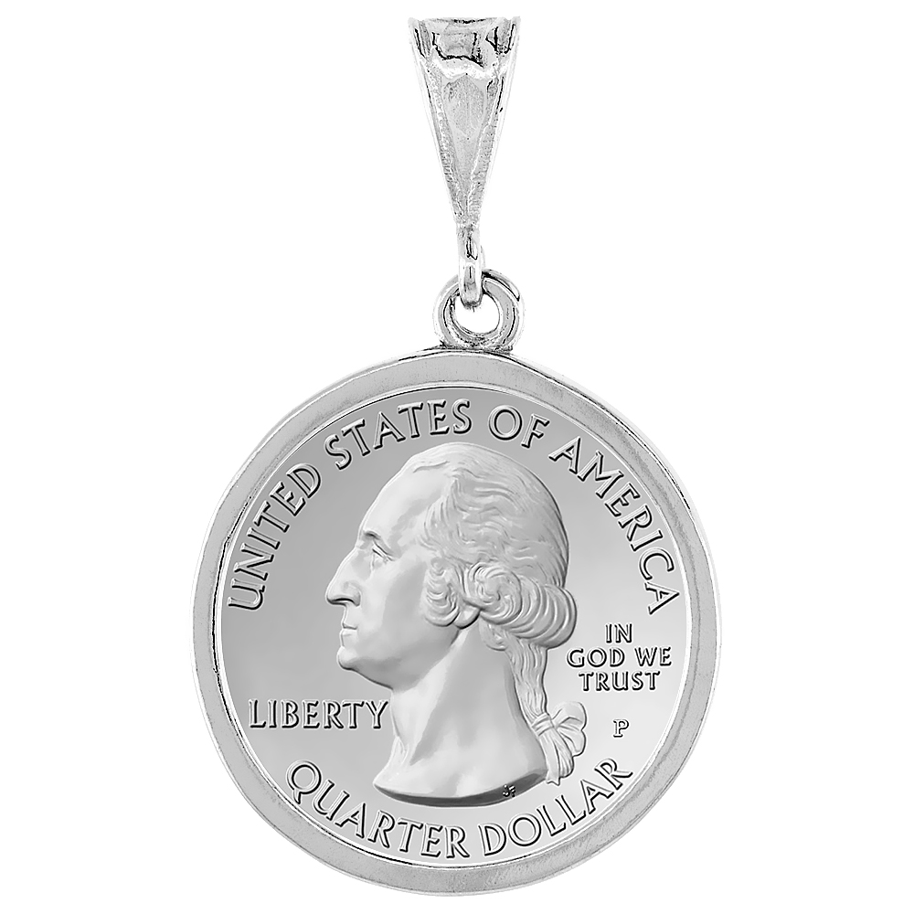 STERLING SILVER QUARTER DOLLAR BEZEL 24 MM COINS PRONG BACK SQUARE EDGE 25 CENT COIN NOT INCLUDED