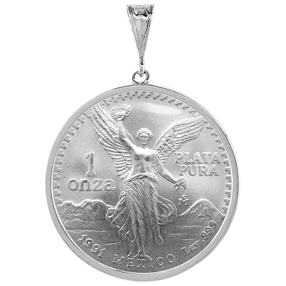 STERLING SILVER 1 ONZA PLATA LIBERTAD BEZEL 36 MM COINS PRONG BACK SQUARE EDGE COIN NOT INCLUDED