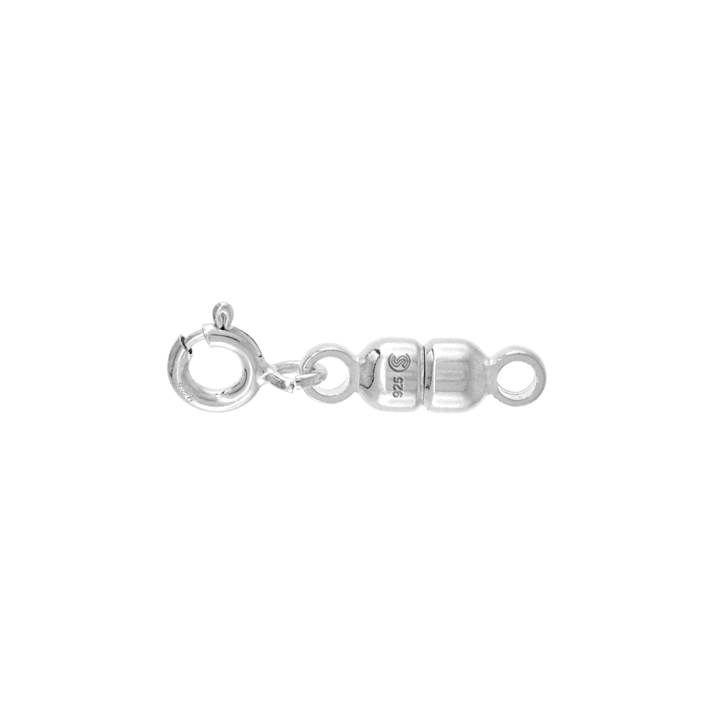 STERLING SILVER 4 MM MAGNETIC CLASP CONVERTER FOR LIGHT NECKLACES ITALY, SMALL SIZE