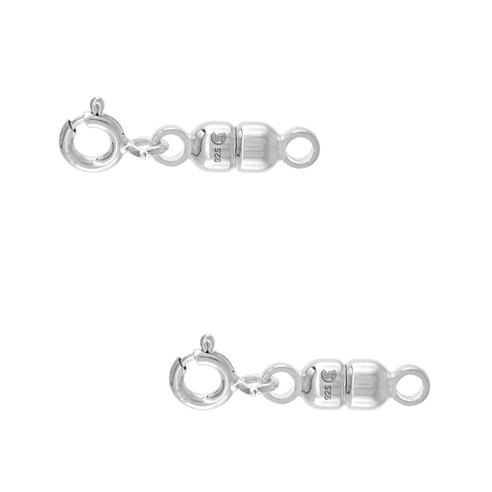 2 PACK STERLING SILVER 4 MM MAGNETIC CLASP CONVERTER FOR LIGHT NECKLACES ITALY, SMALL SIZE