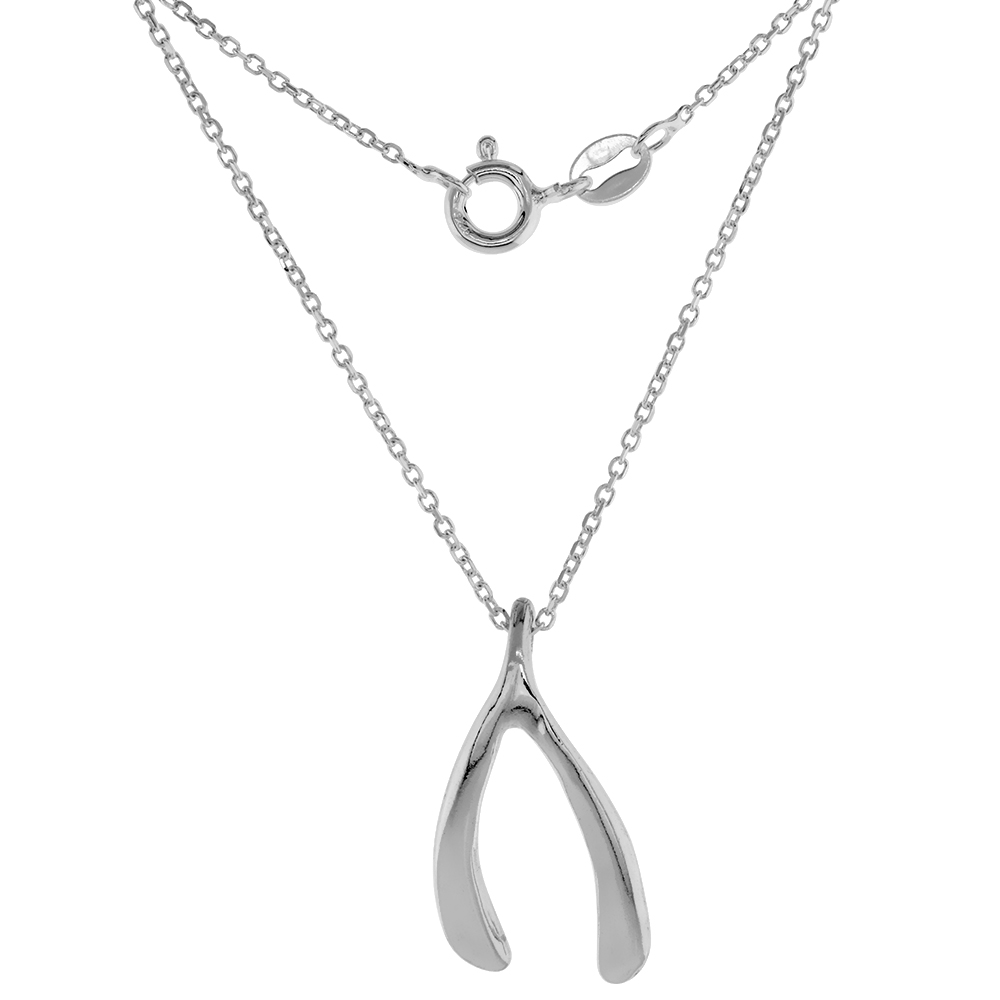 STERLING SILVER WISHBONE PENDANT, 15/16 INCH TALL NO CHAIN INCLUDED