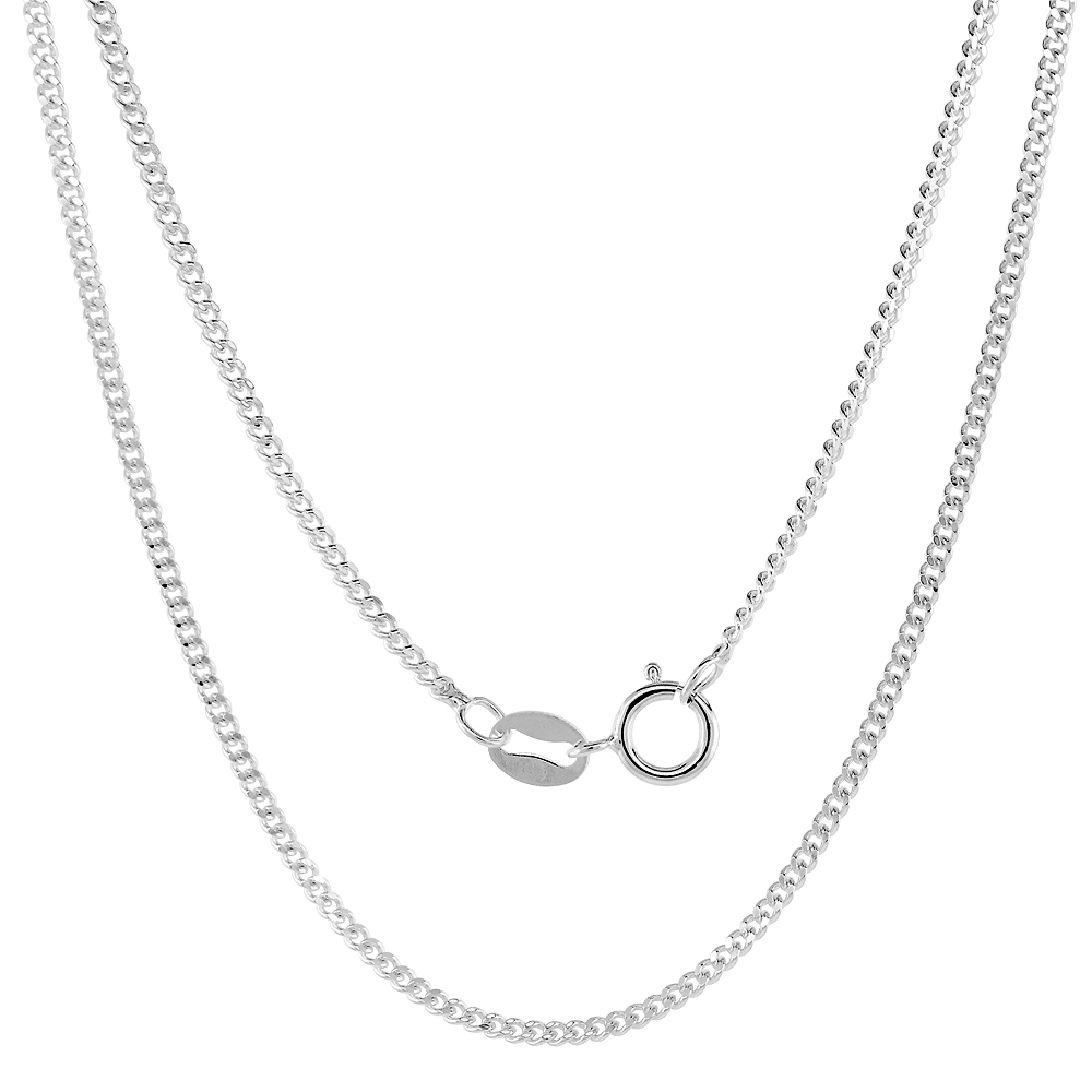 FINE STERLING SILVER 1.5MM CURB LINK CHAIN NECKLACES AND BRACELETS FOR WOMEN NICKEL FREE ITALY 7-30 INCH