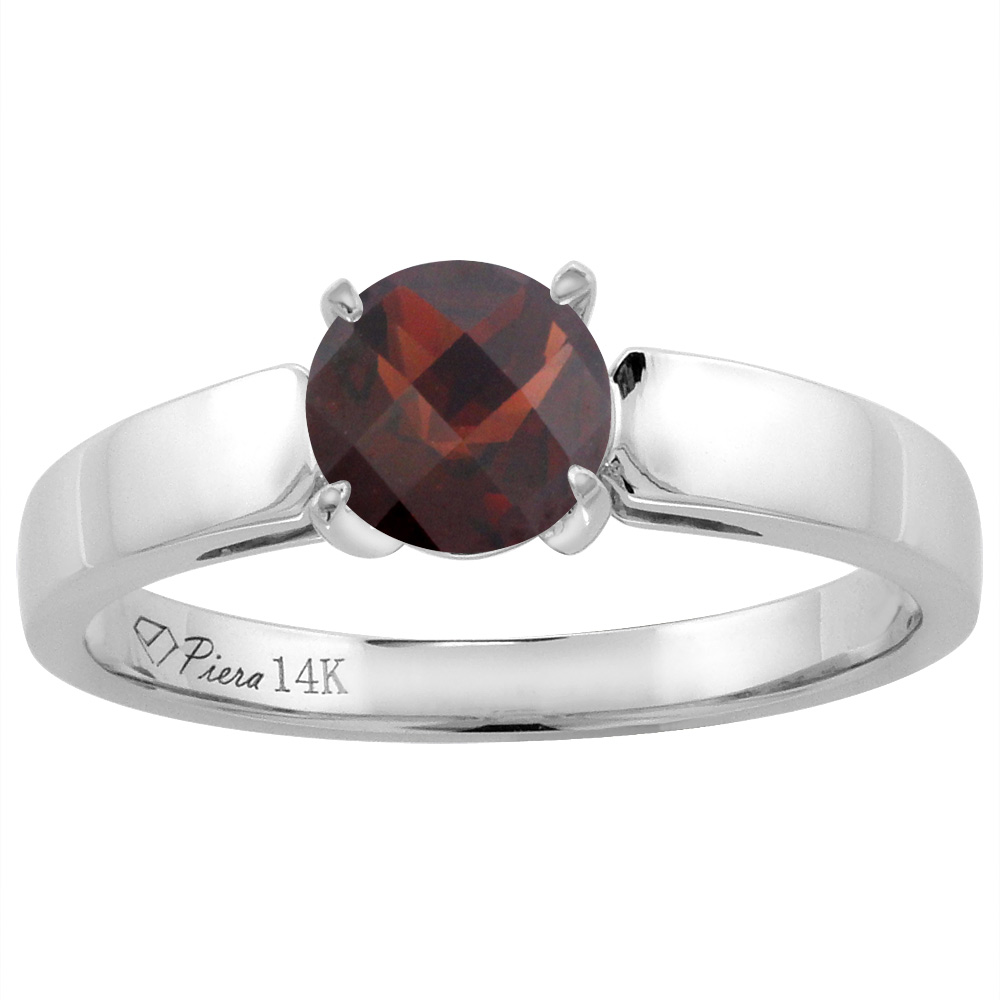 14K Yellow Gold Natural Garnet Solitaire Engagement Ring Round 7 mm, sizes 5-10