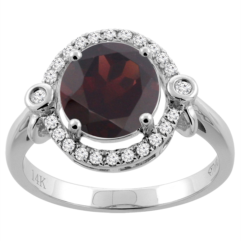 14K Yellow Gold Diamond Natural Garnet Engagement Ring Oval 10x8mm, sizes 5-10