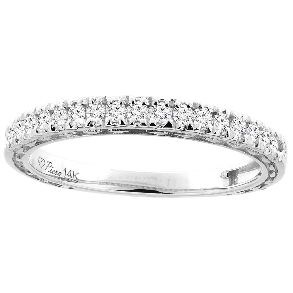 14K White Gold Natural Diamond Half Eternity Wedding Band 0.25 cttw, sizes 5-10