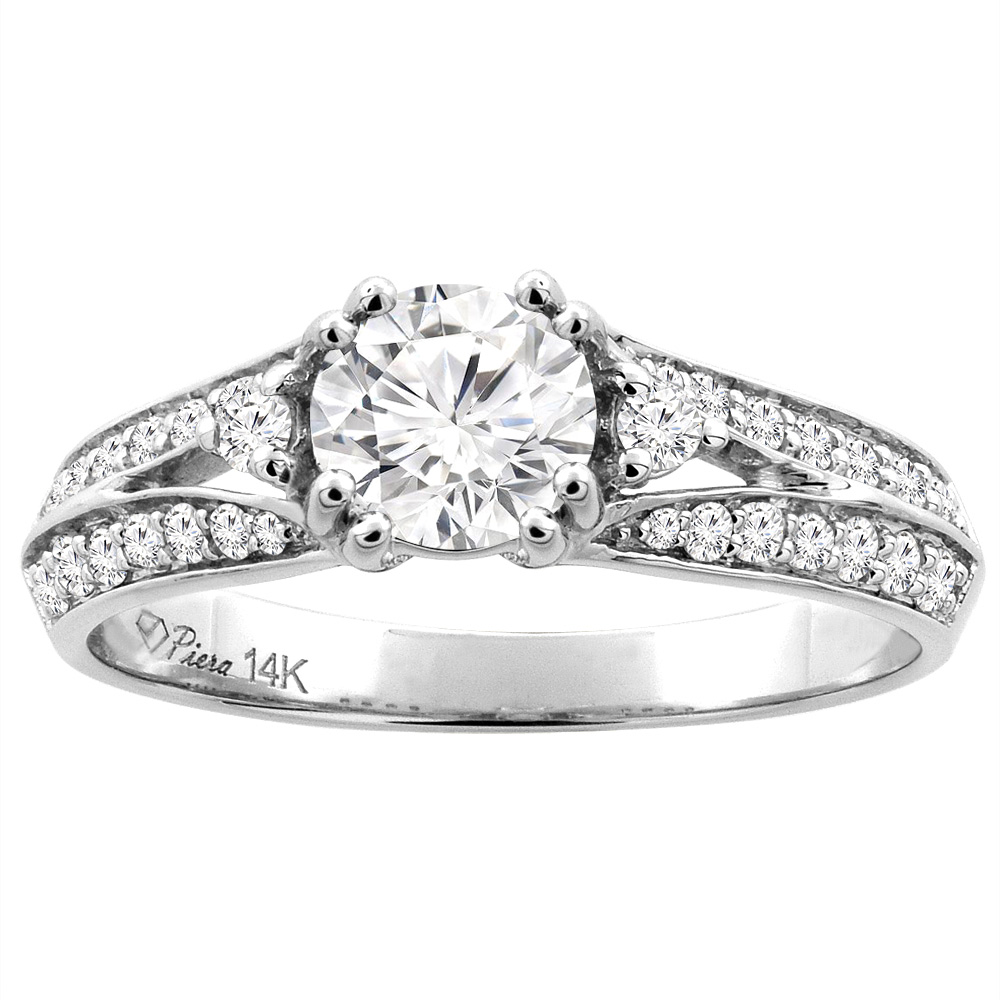 14K White Gold Natural Diamond Engagement Ring Round 1.04 cttw, sizes 5 - 10