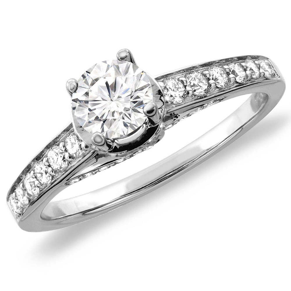 14K White/Yellow Gold 0.56 cttw Genuine Diamond Engagement Ring, sizes 5 -10