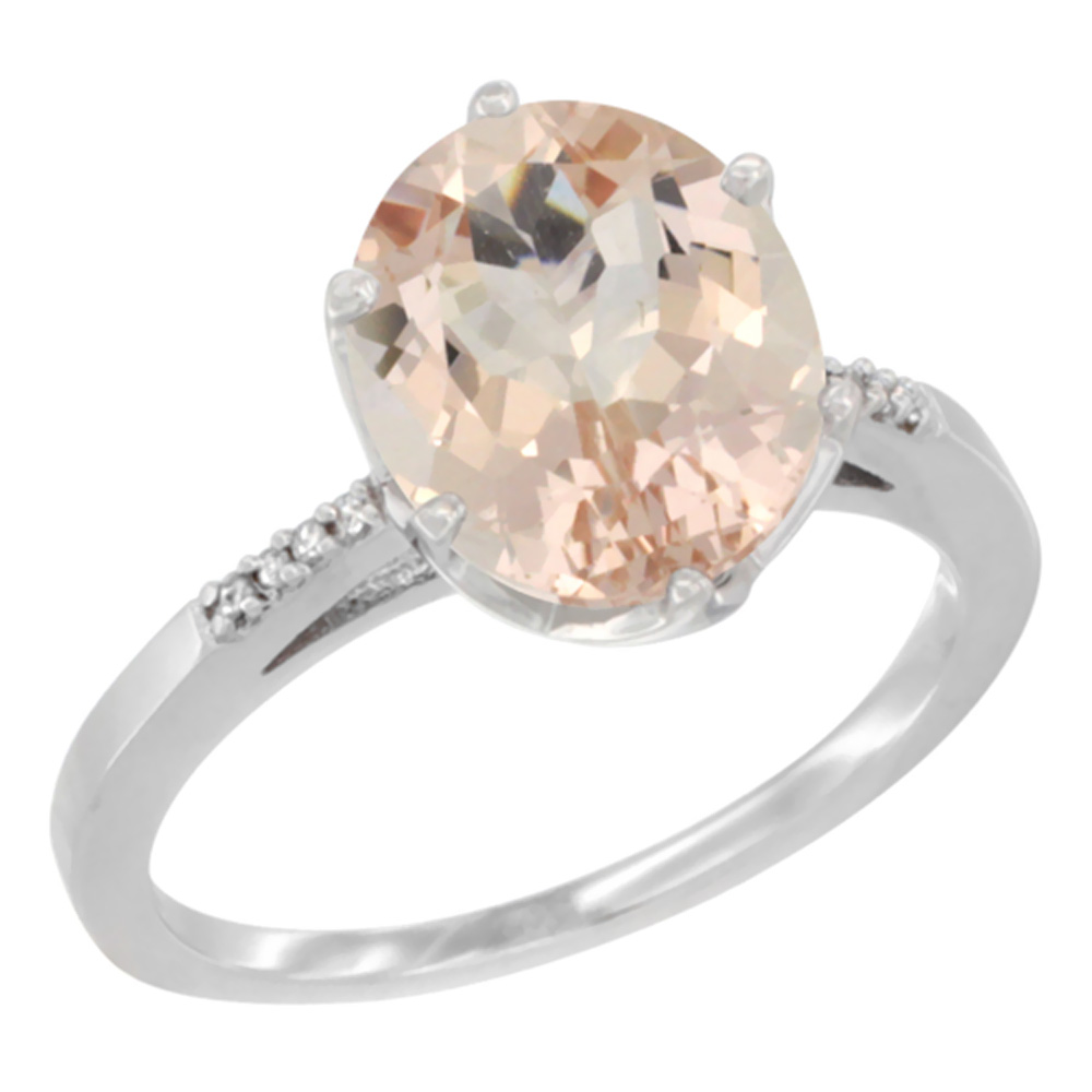 14K Yellow Gold Natural Morganite Engagement Ring 10x8 mm Oval, sizes 5 - 10