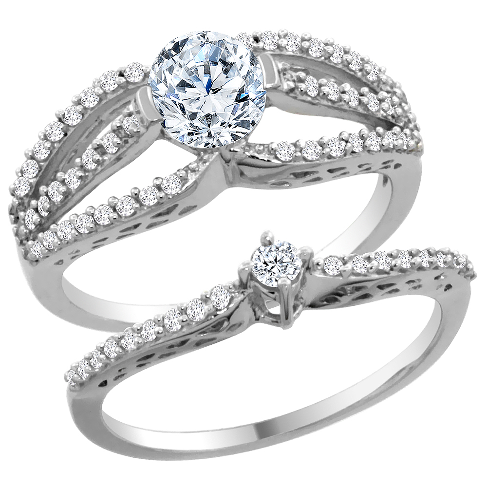 14K White Gold Diamond 2-piece Engagement Ring Set 0.50ct, sizes 5 - 10