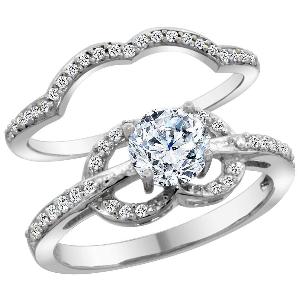 14K White Gold Diamond 2-piece Engagement Ring Set 1.15ct, sizes 5 - 10