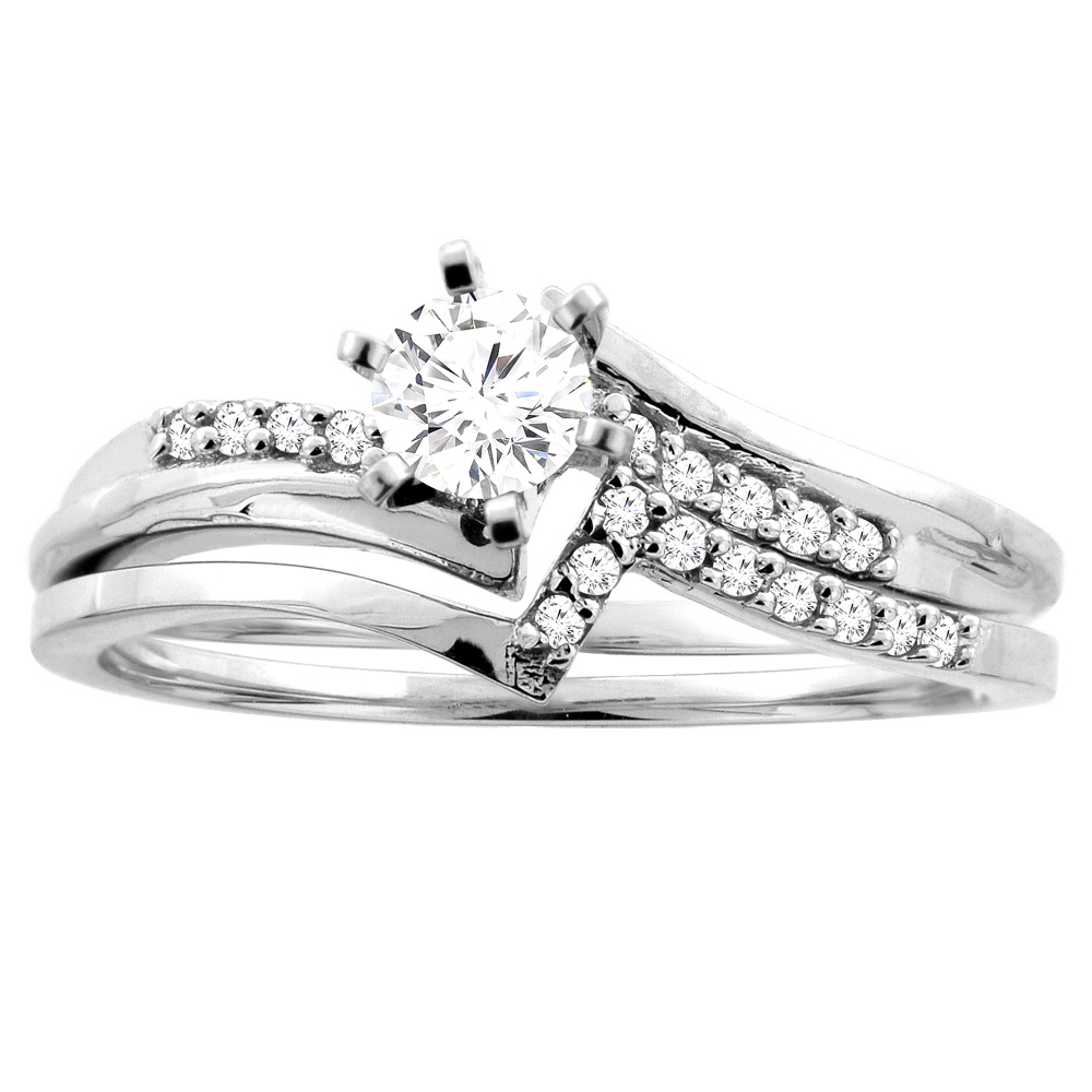 10K Gold 0.32 cttw. Round Diamond 2-piece Bridal Ring Set, sizes 5 - 10