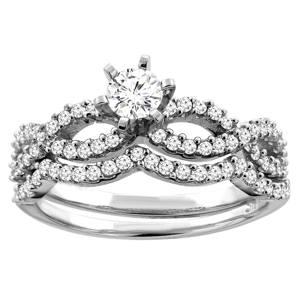 10K Gold Eternity 0.76 cttw. Round Diamond 2-piece Bridal Ring Set, sizes 5 - 10