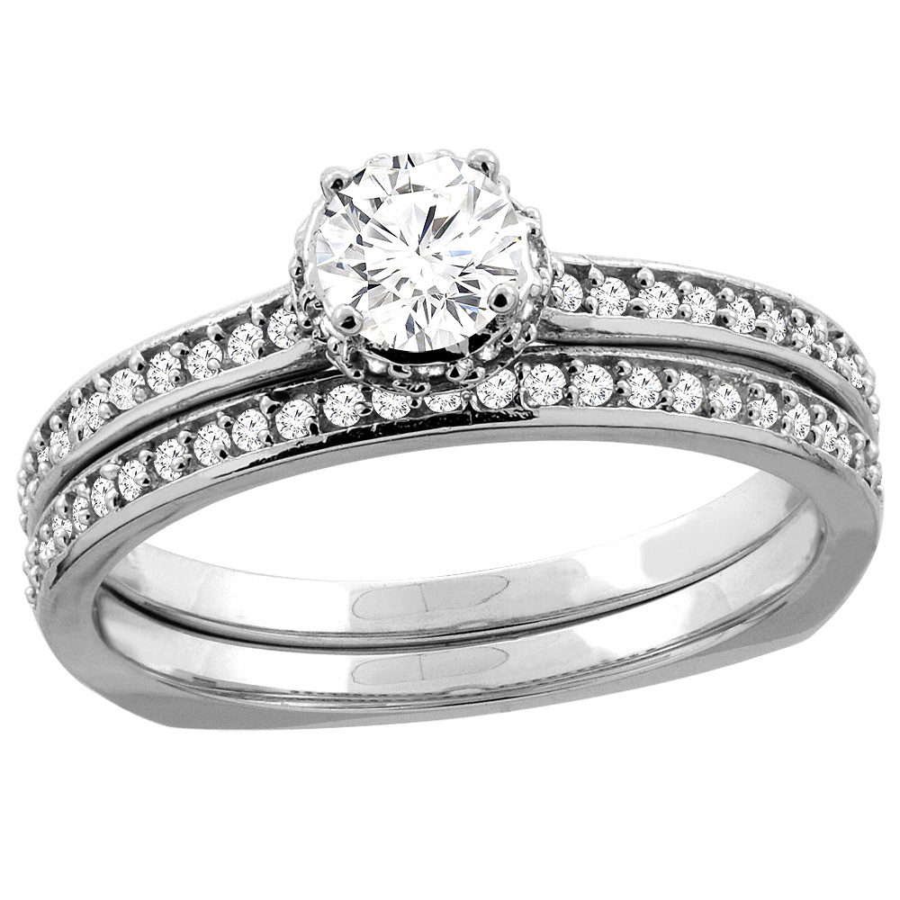 10K Yellow Gold 0.54 ct Round Diamond 2-pc Bridal Ring Set, sizes 5 - 10