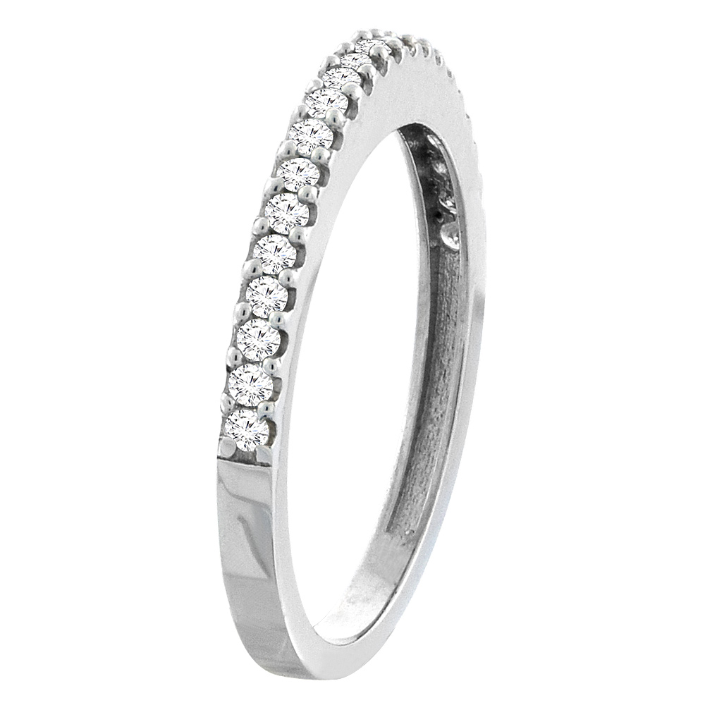 10K White Gold Diamond Wedding Band Ring Half Eternity, sizes 5 - 10