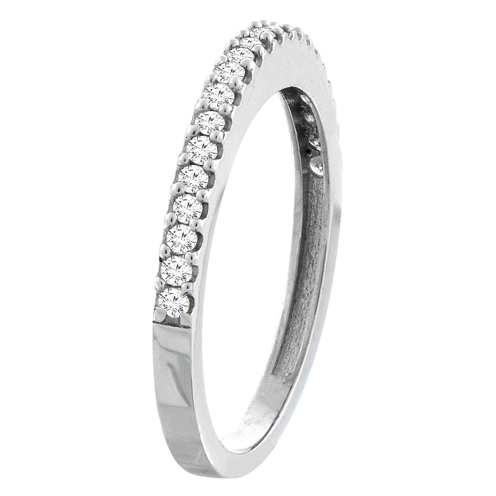 14K White Gold Diamond Wedding Band Ring Half Eternity, sizes 5 - 10