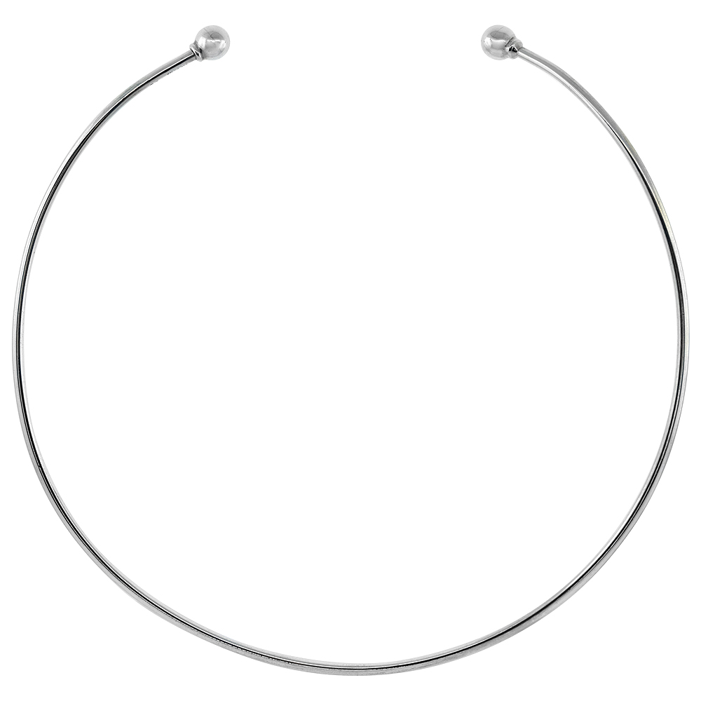 Sterling Silver Charm Collar Necklace Choker Handmade Screw-off Ends 1/8 wide