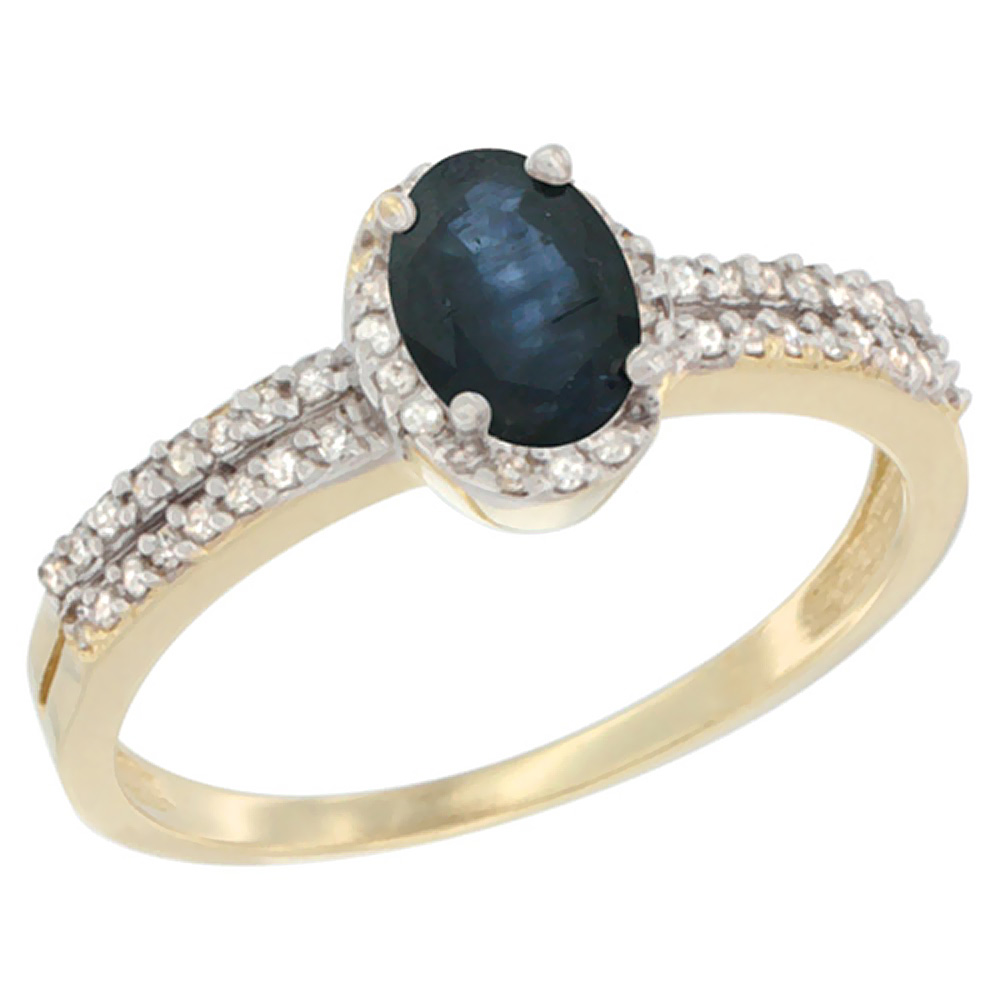 10k Yellow Gold Ladies Natural Blue Sapphire Ring oval 6x4 Stone, sizes 5-10