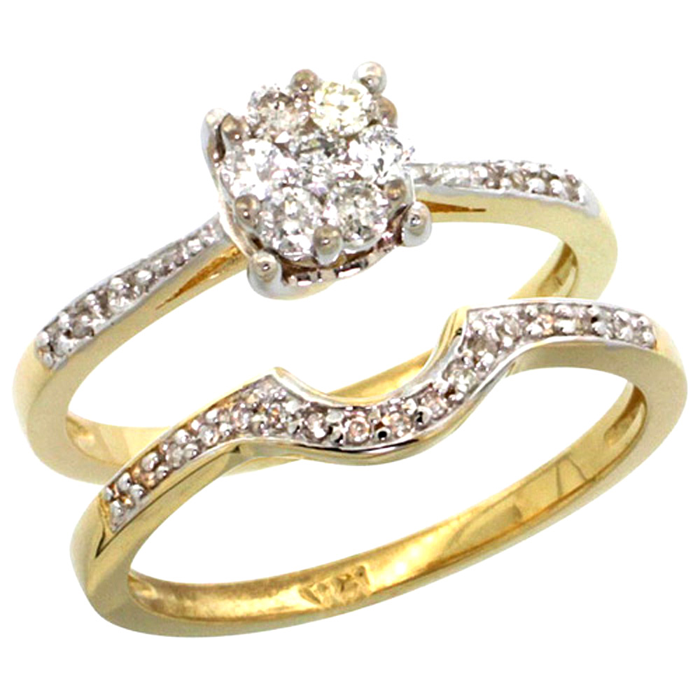 14K GOLD 2-PC. DIAMOND ENGAGEMENT RING SET W/ 0.34 CARAT BRILLIANT CUT ( H-I COLOR; VS2-SI1 CLARITY ) DIAMONDS, 1/4 IN. (6MM) WIDE