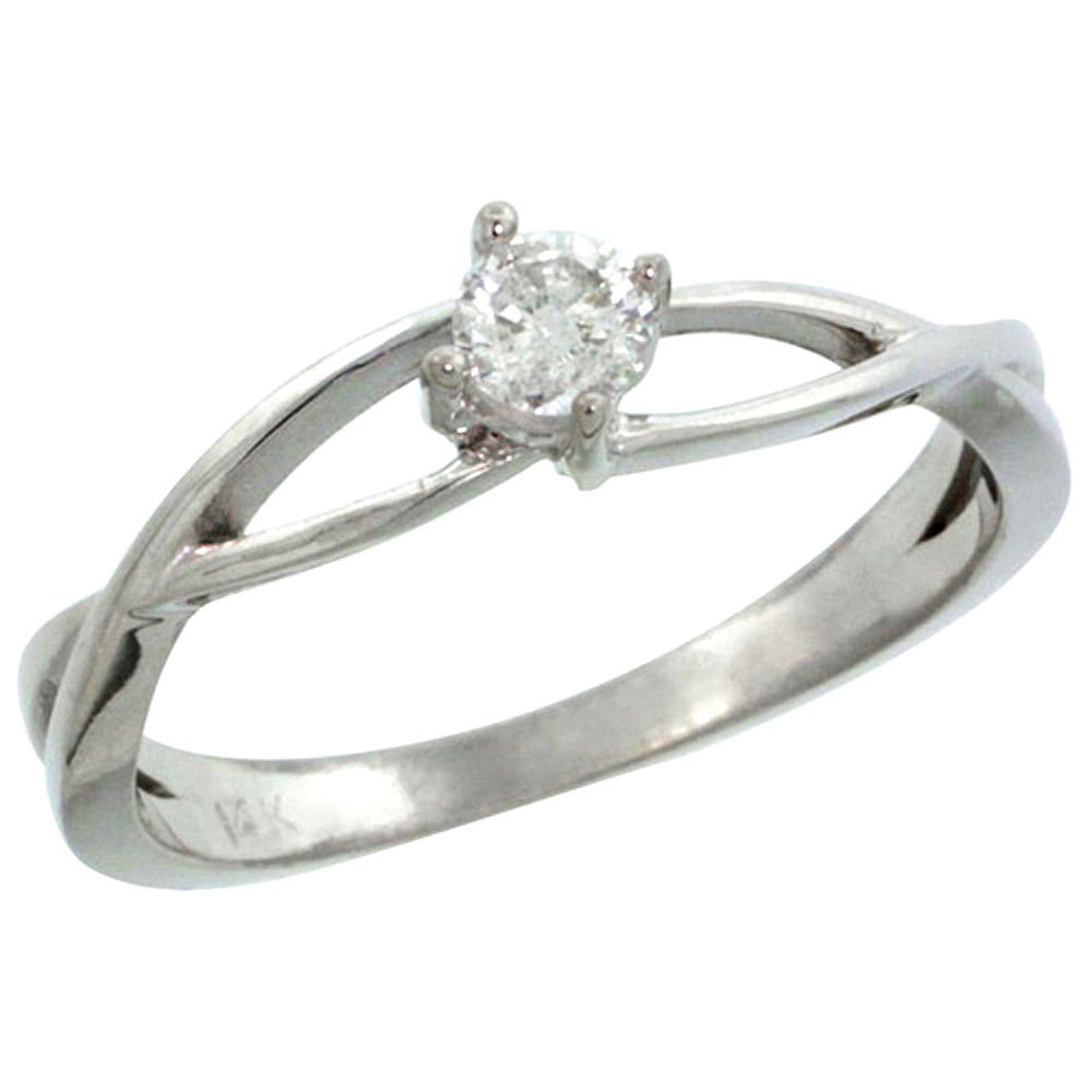 14K WHITE GOLD LOOP DIAMOND ENGAGEMENT RING W/ 0.19 CARAT BRILLIANT CUT ( H-I COLOR; SI1 CLARITY ) DIAMOND, 3/16 IN. (4.5MM) WIDE