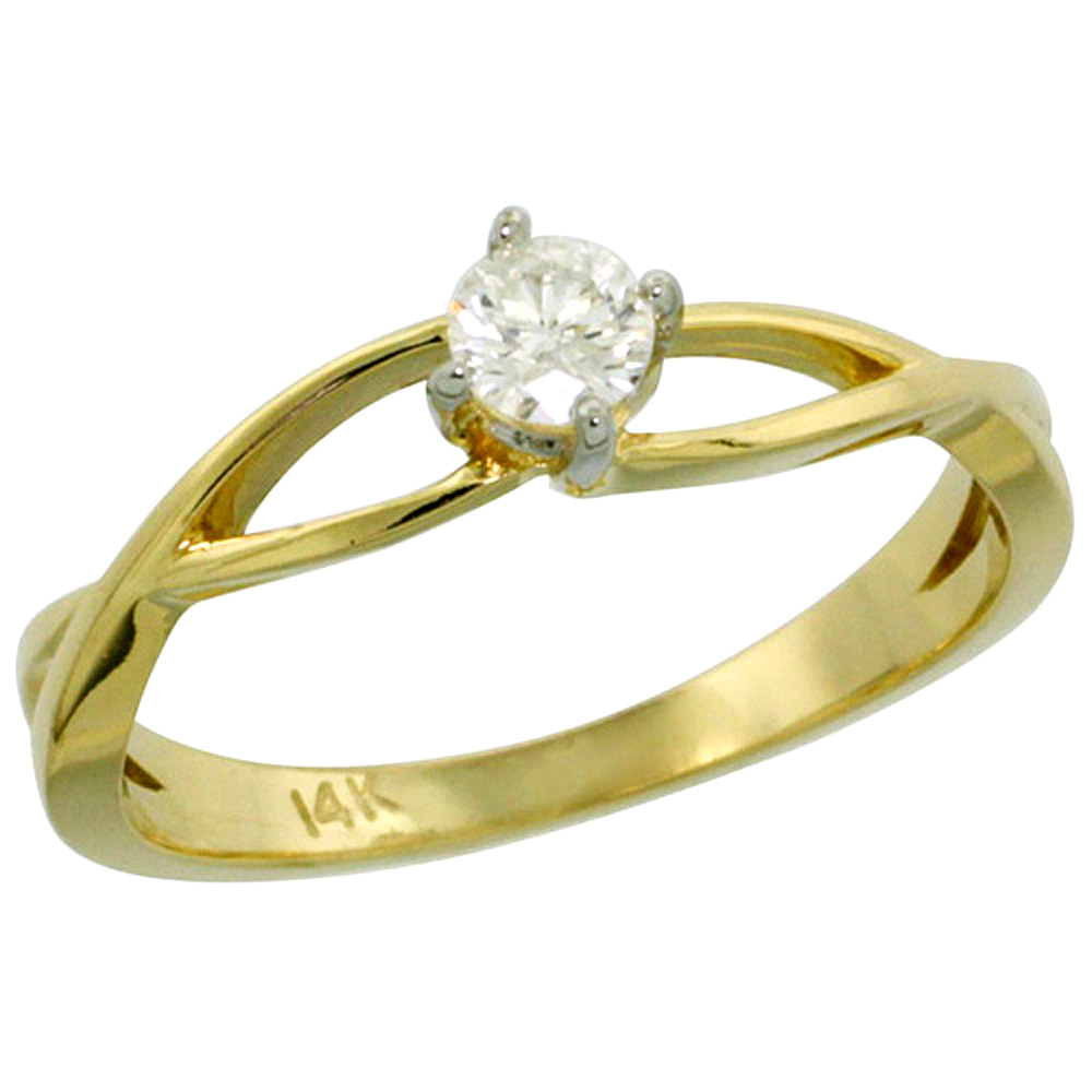 14K GOLD LOOP DIAMOND ENGAGEMENT RING W/ 0.19 CARAT BRILLIANT CUT ( H-I COLOR; SI1 CLARITY ) DIAMOND, 3/16 IN. (4.5MM) WIDE