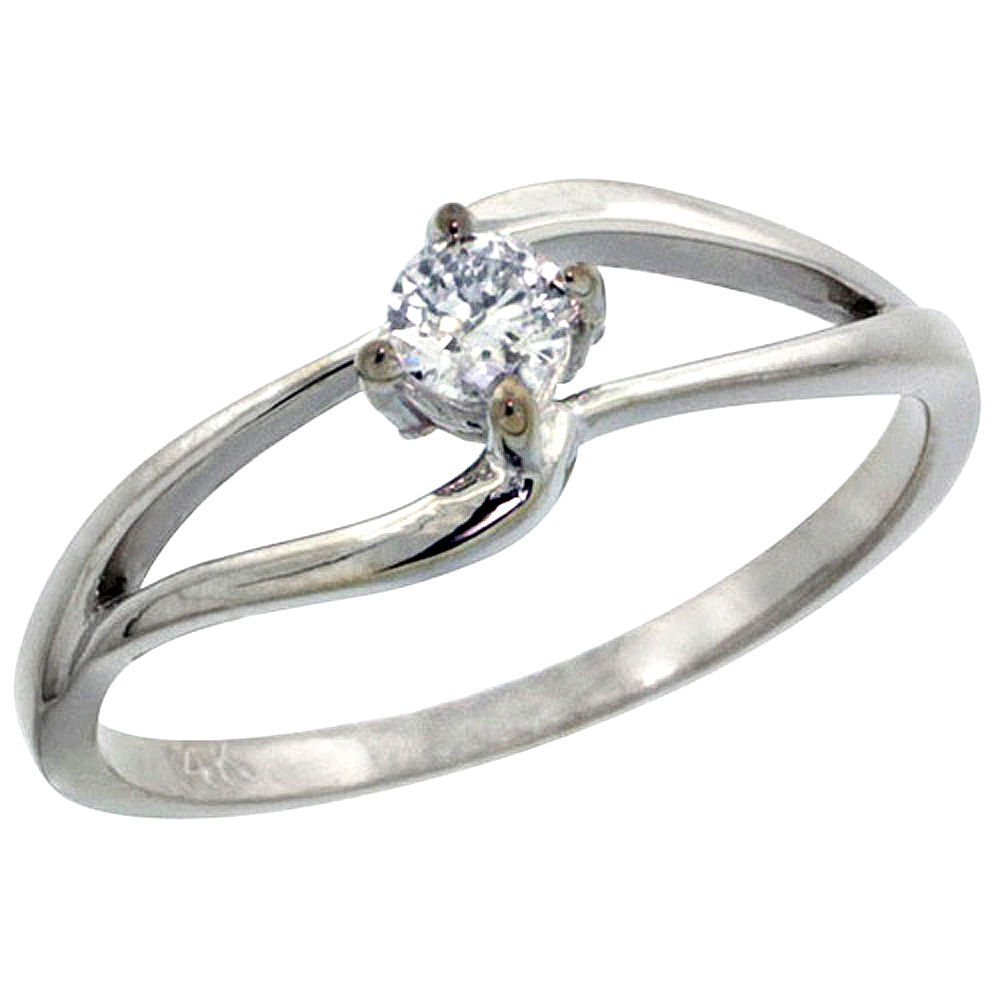 14K WHITE GOLD DOUBLE LOOP DIAMOND ENGAGEMENT RING W/ 0.16 CARAT BRILLIANT CUT ( H-I COLOR; SI1 CLARITY ) DIAMOND, 3/16 IN. (5MM) WIDE