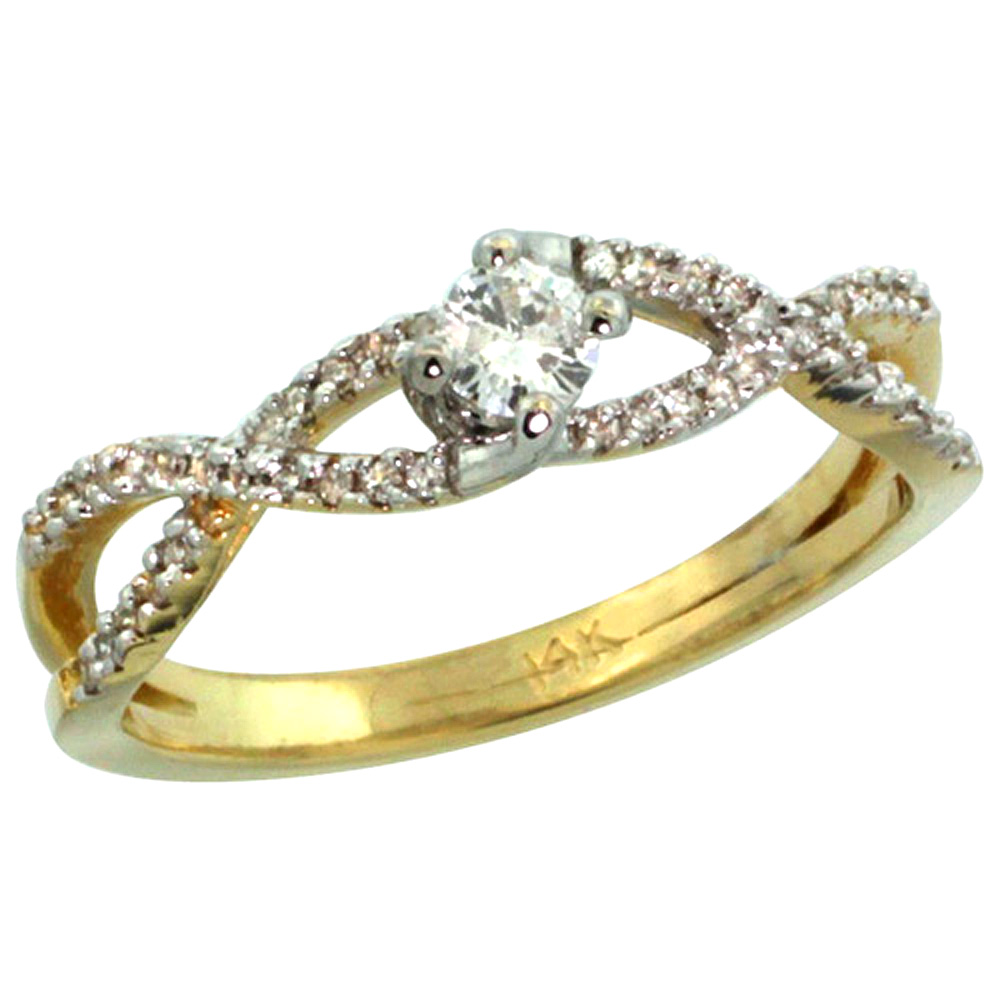 14K GOLD BRAIDED SOLITAIRE DIAMOND ENGAGEMENT RING W/ 0.30 CARAT BRILLIANT CUT ( H-I COLOR; VS2-SI1 CLARITY ) DIAMONDS, 3/16 IN. (4.5MM) WIDE