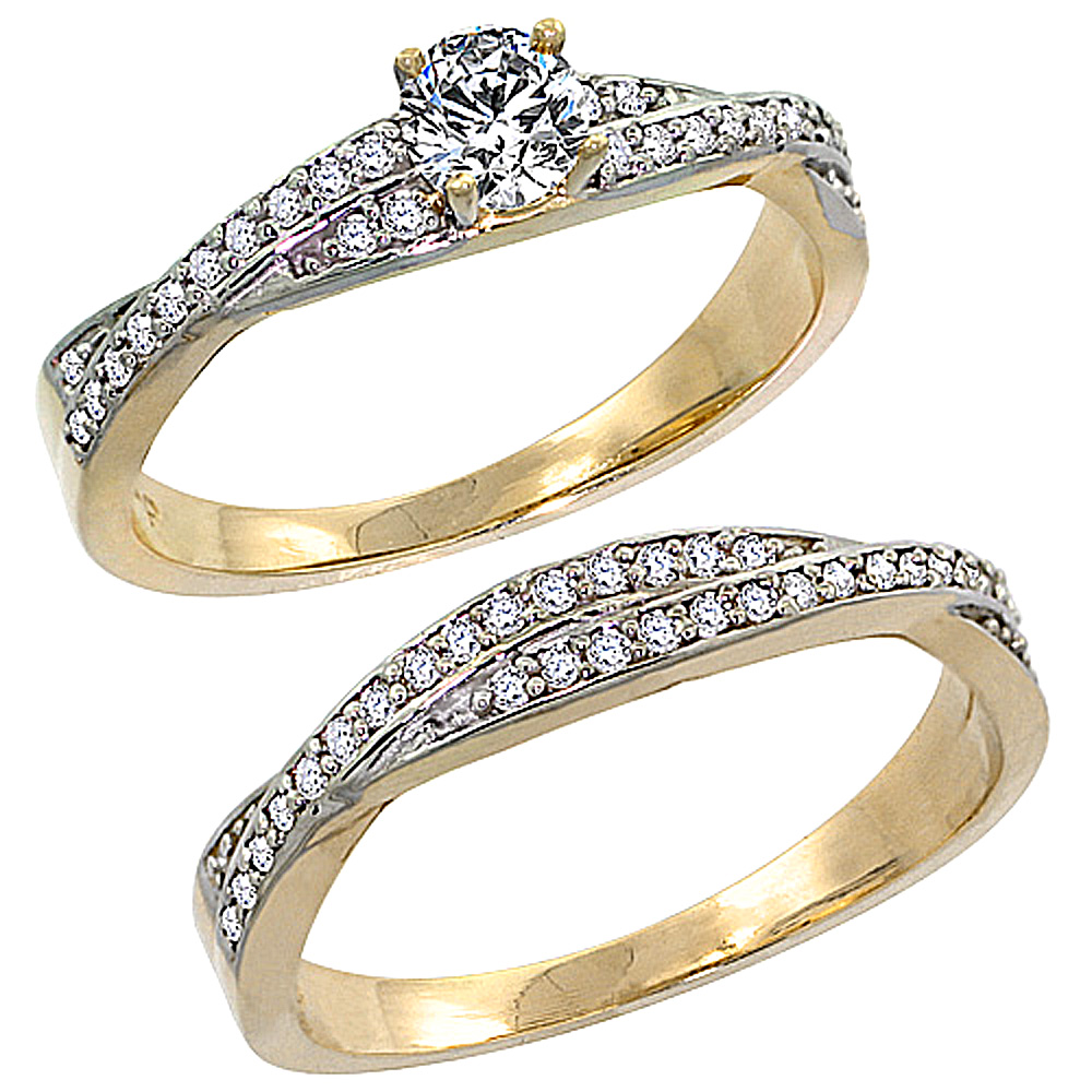 14k Gold 2-Pc Diamond Engagment Ring Set w/ 0.36 Carat Brilliant Cut ( H-I Color; VS2-SI1 Clarity ) Diamonds, 1/4 in. (7mm) wide