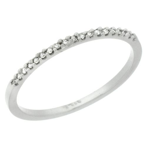 14k White Gold 1mm Diamond Ring Band w/ 0.13 Carat Brilliant Cut ( H-I Color; VS2-SI1 Clarity ) Diamonds