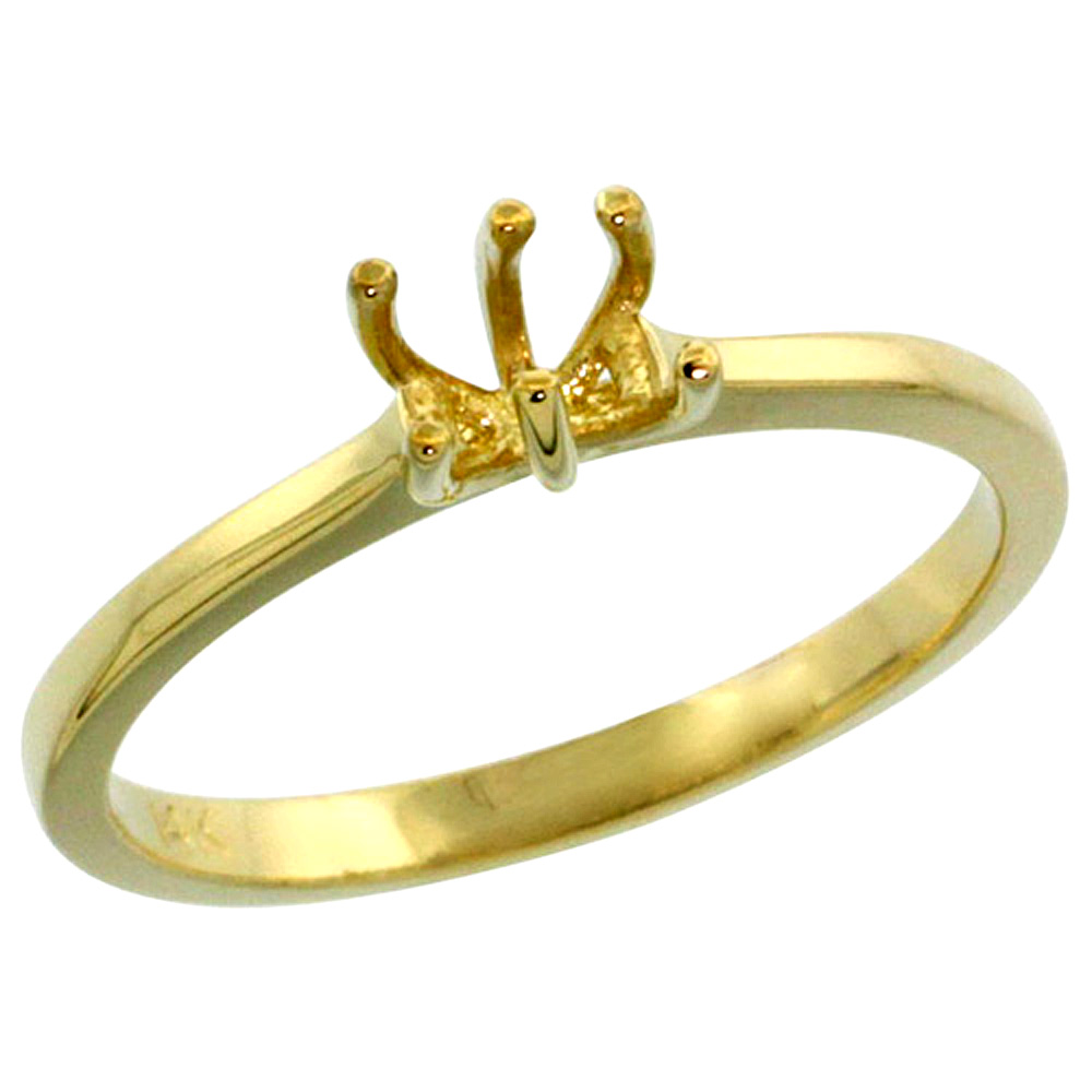 14K GOLD SEMI MOUNT (FOR 5.5MM ROUND DIAMOND) ENGAGEMENT RING 1/16 IN. (2MM) WIDE
