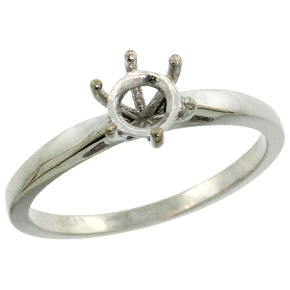 14K WHITE GOLD SEMI MOUNT (FOR 5MM ROUND DIAMOND) ENGAGEMENT RING 1/16 IN. (2MM) WIDE
