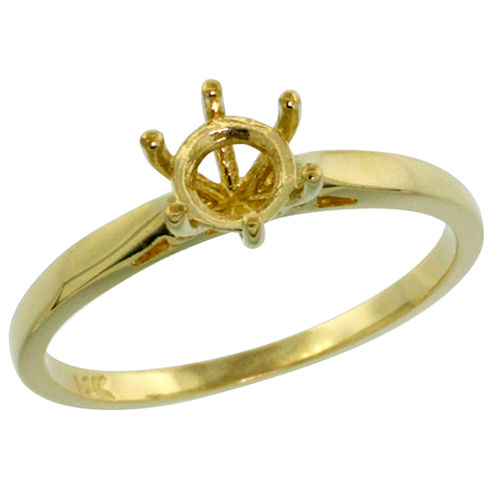 14K GOLD SEMI MOUNT (FOR 5MM ROUND DIAMOND) ENGAGEMENT RING 1/16 IN. (2MM) WIDE