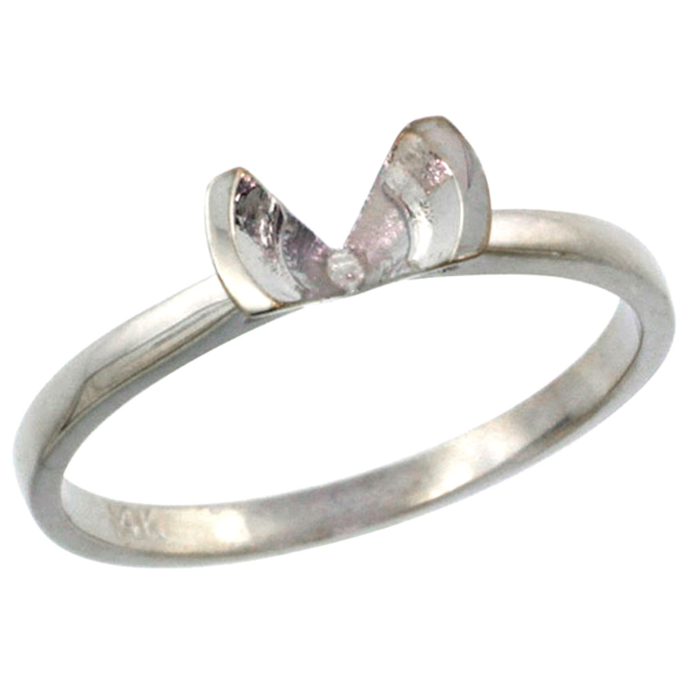 14K WHITE GOLD SEMI MOUNT (FOR 5MM ROUND DIAMOND) ENGAGEMENT RING 1/16 IN. (2MM) WIDE