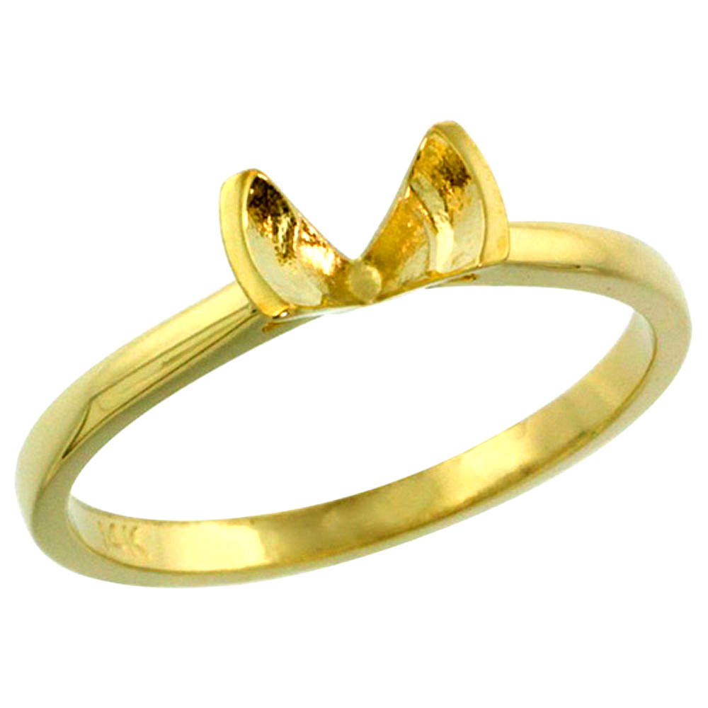 14k Gold Semi Mount (for 5mm Round Diamond) Engagement Ring 1/16 in. (2mm) wide