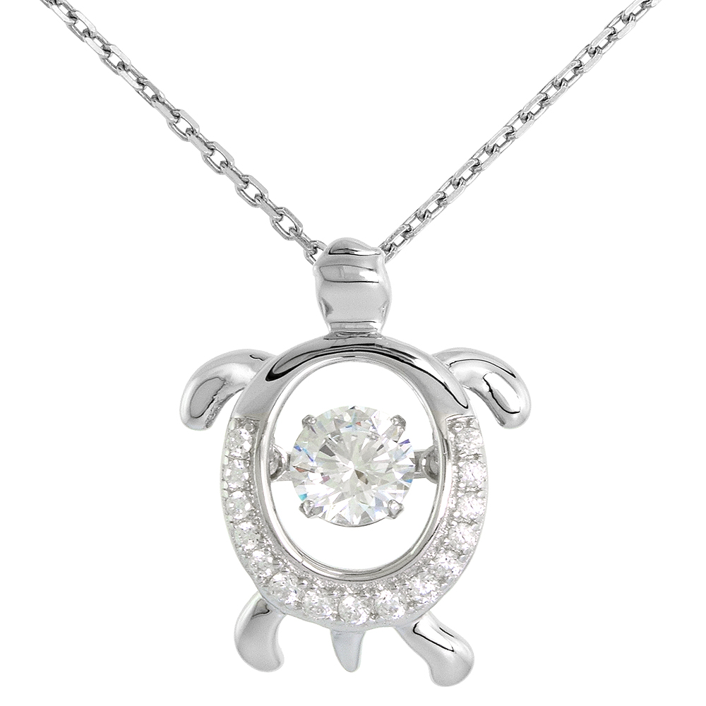 Sterling silver Dancing CZ Turtle Pendant Micro Pave NO CHAIN