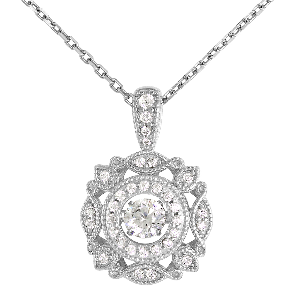 Sterling silver Dancing CZ Wreath Pendant Micro Pave NO CHAIN