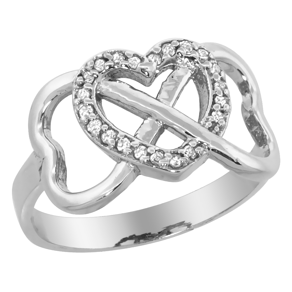 14K White Gold Diamond Infinity Heart Ring, sizes 5 - 10