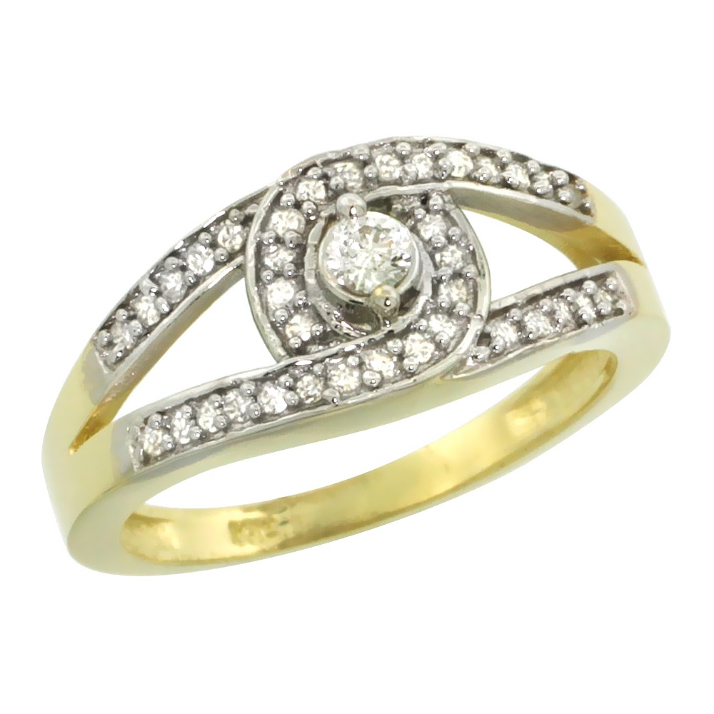 10k Gold Loop Knot Diamond Engagement Ring w/ 0.27 Carat Brilliant Cut Diamonds, 5/16 in. (8.5mm) wide