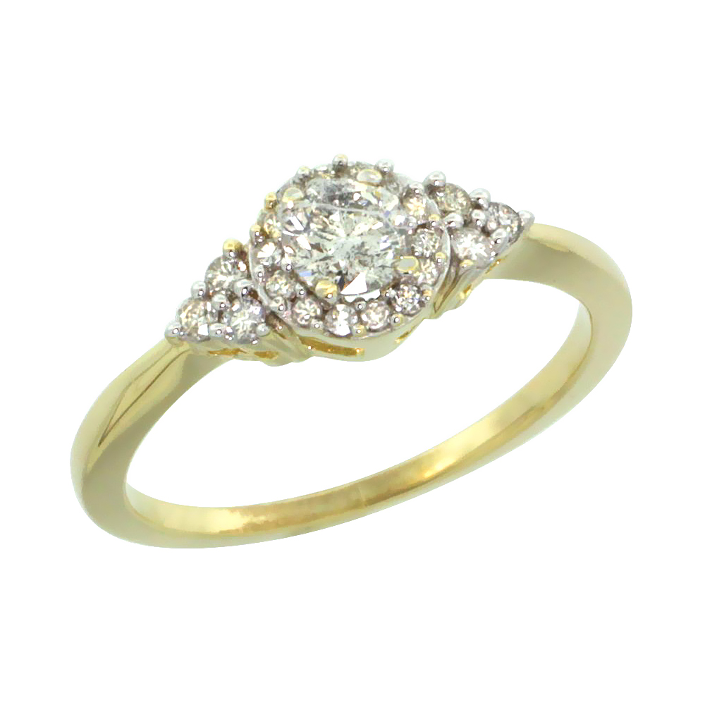 14k Gold Cluster Diamond Engagement Ring w/ 0.49 Carat Brilliant Cut Diamonds, 5/16 in. (8mm) wide