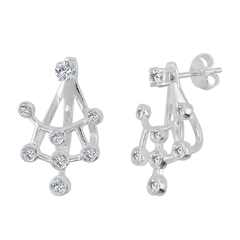 Sterling Silver Cubic Zirconia Detachable 2 pc. Trellis & Ear Jacket Set