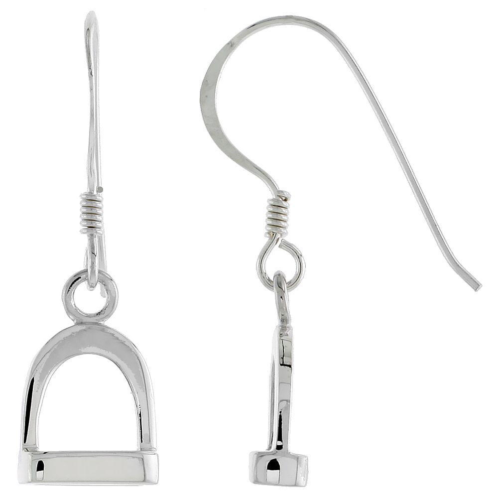 STERLING SILVER STIRRUP EARRINGS FLAWLESS POLISHED FINISH 9/16 INCH LONG
