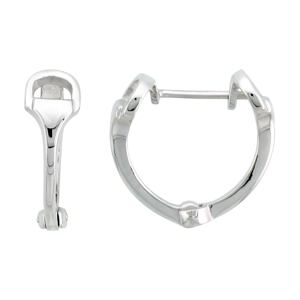 Sterling Silver Snaffle Bit Earrings Huggie Flawless Polished finish, 3/4 inch long