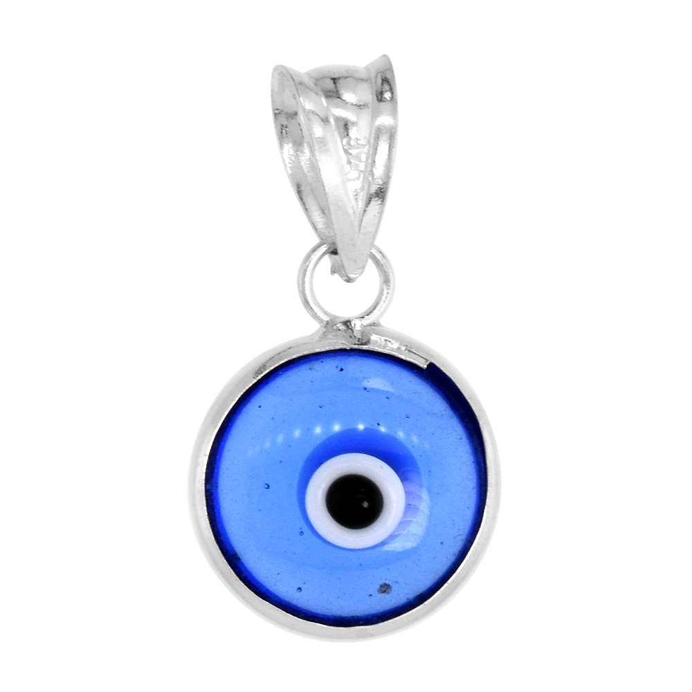 Sterling Silver Evil Eye Pendant Tanzanite Blue Color