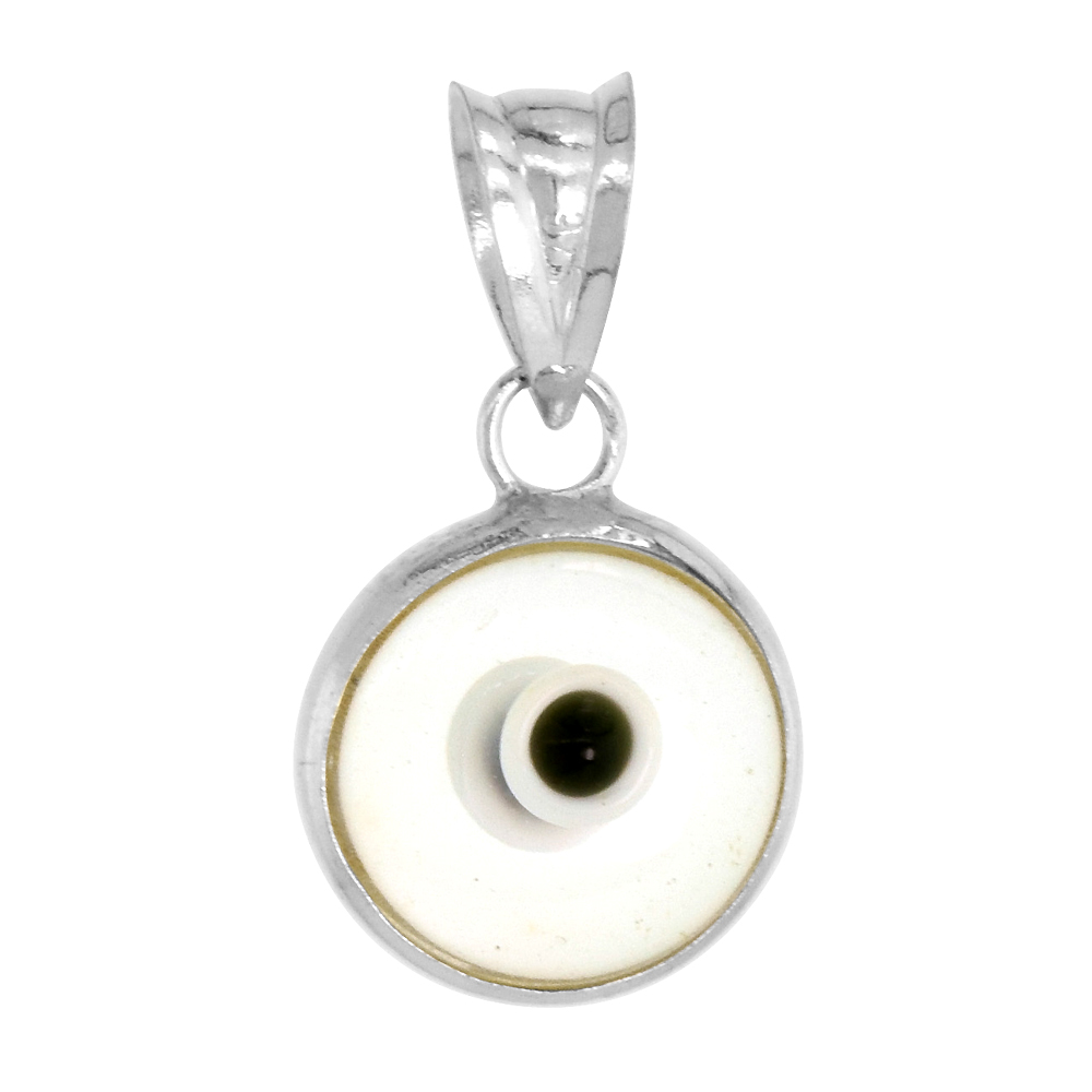 Sterling Silver Evil Eye Pendant Clear Colorless