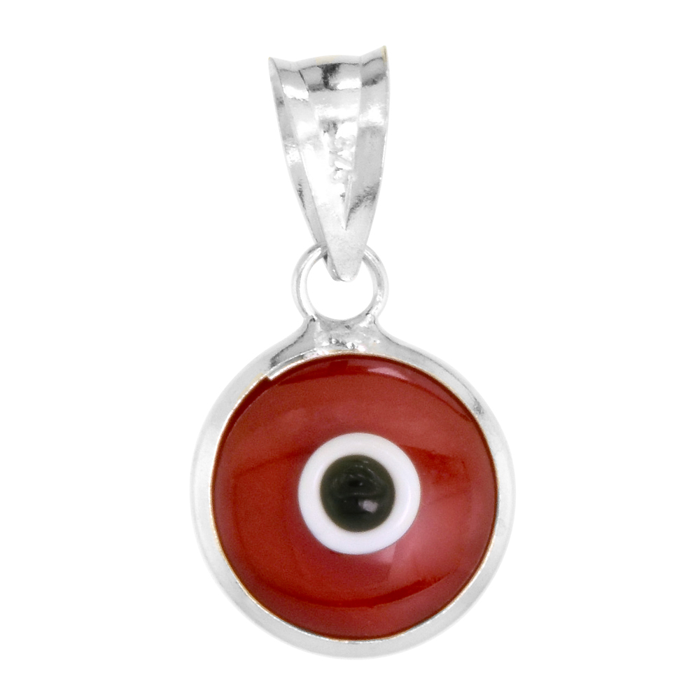 Sterling Silver Evil Eye Pendant Burgundy Color
