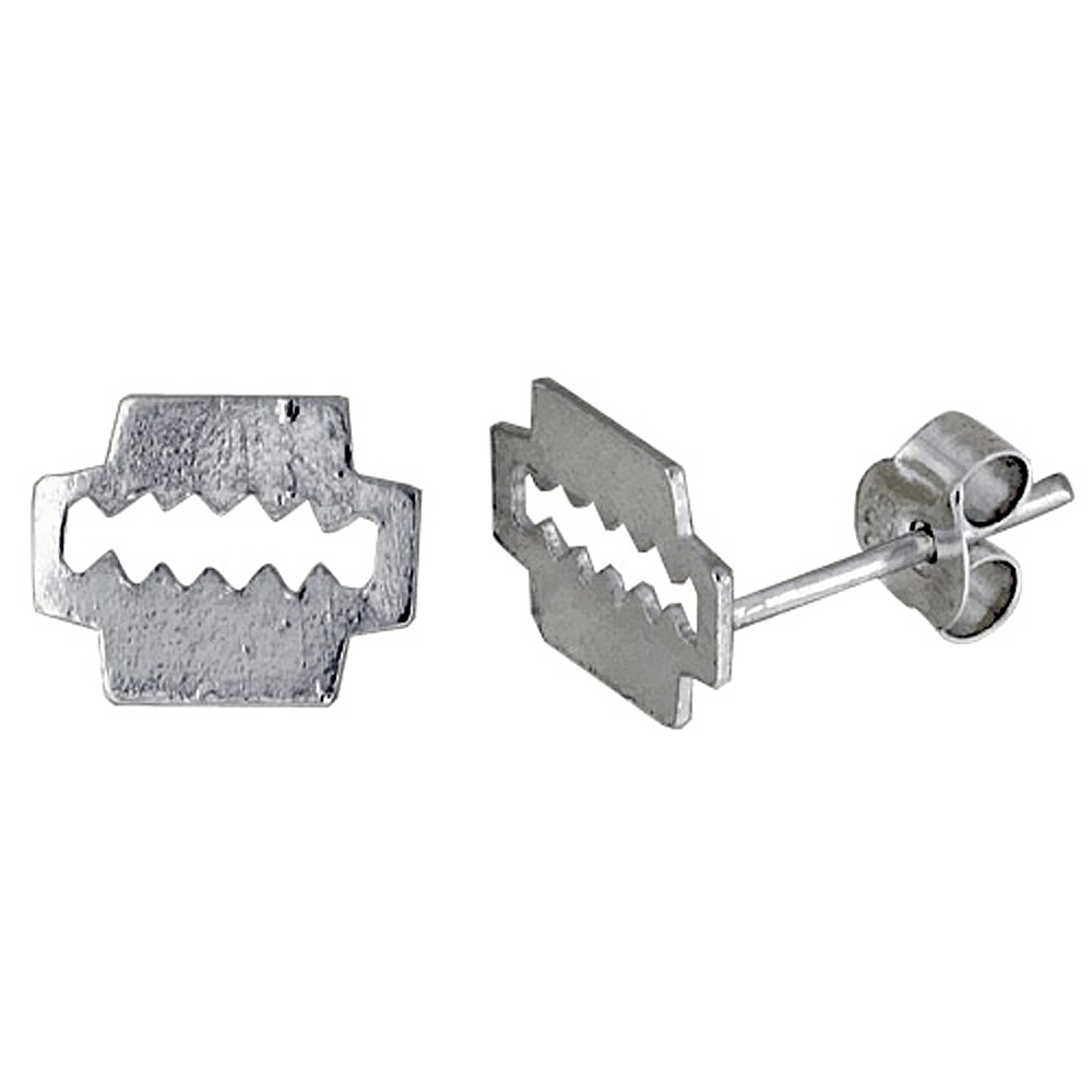 TINY STERLING SILVER BLADE STUD EARRINGS 3/8 INCH