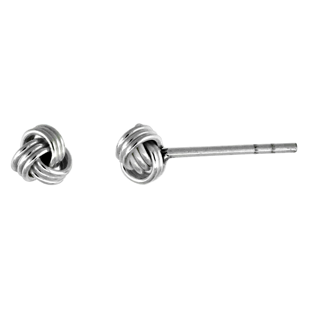 TINY STERLING SILVER KNOT STUD EARRINGS 3/16 INCH