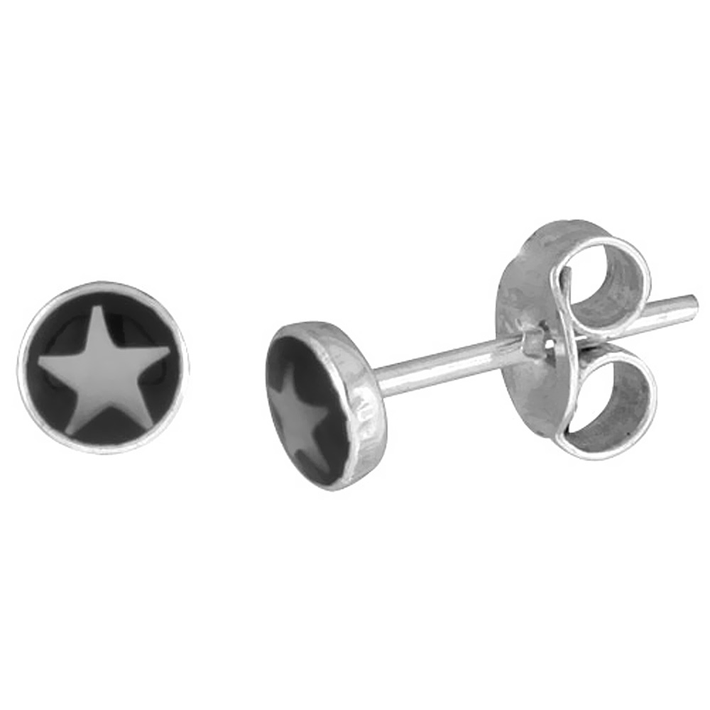 TINY STERLING SILVER STAR STUD EARRINGS 3/16 INCH