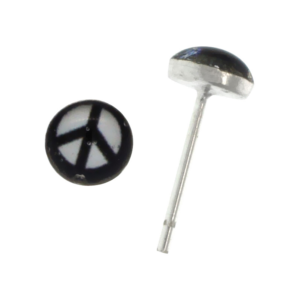 TINY STERLING SILVER PEACE SIGN STUD EARRINGS 3/16 INCH