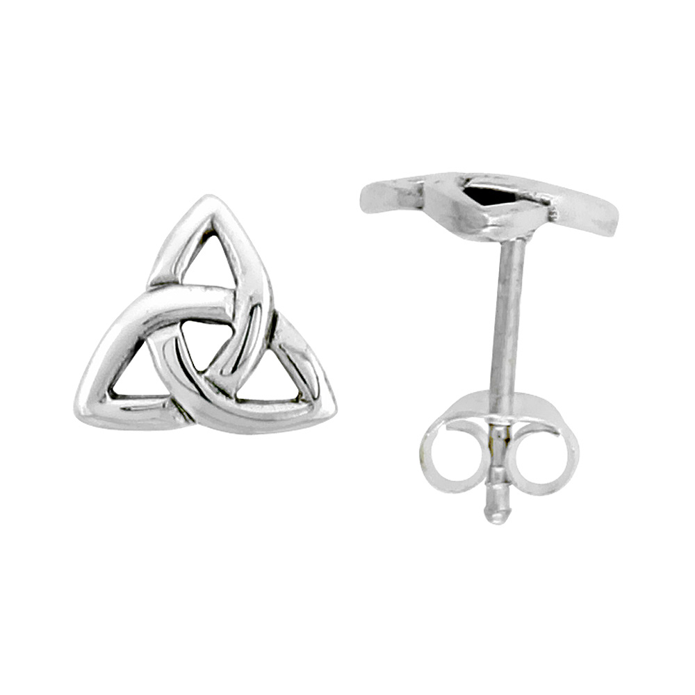 STERLING SILVER TRIQUETRA CELTIC TRINITY KNOT STUD EARRINGS 1/4 INCH